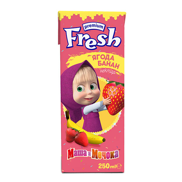 Плодова напитка ягода-банан Fresh 250мл.