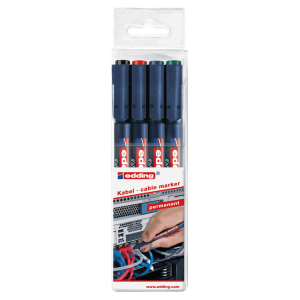 Комплект перманентни маркери скосен връх Edding Eciline 4 цвята 1-5mm.