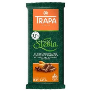 Млечен шоколад с бадеми и стевия Trapa 75гр.