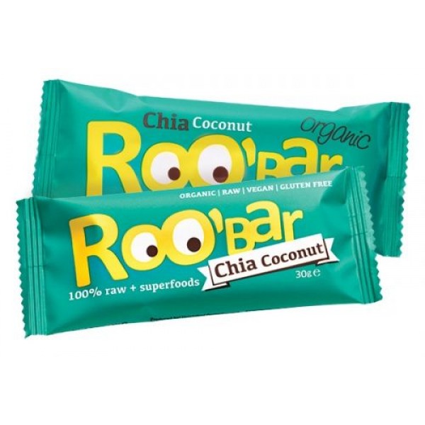 Био суров десерт Roo bar чиа и кокос 30гр.
